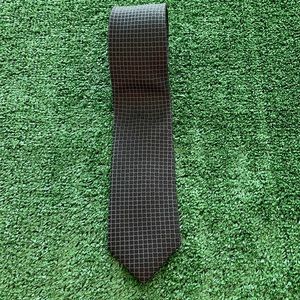 English Laundry Sleek Black Check Silk Tie